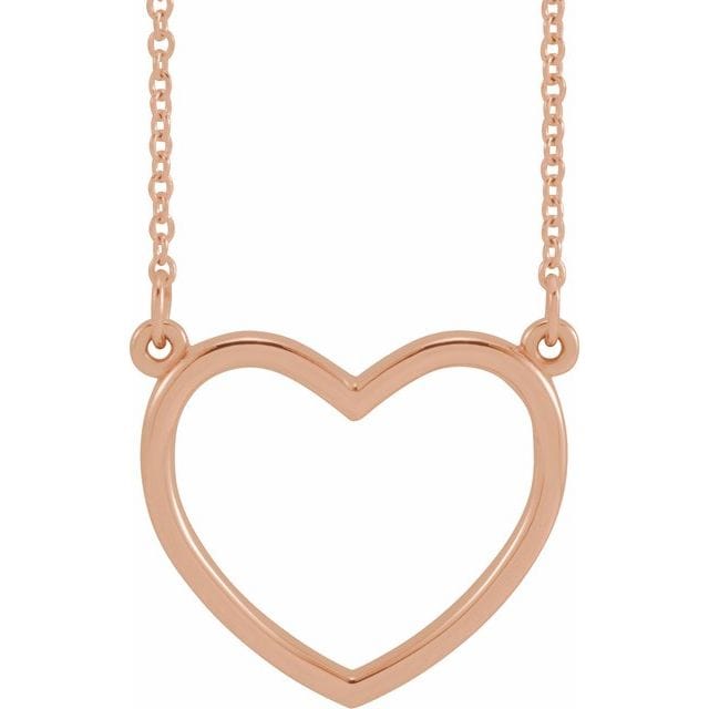 saveongems Jewelry 17 x 15.8mm / 16 Inch / 14K Rose 14K Heart 16" Necklace