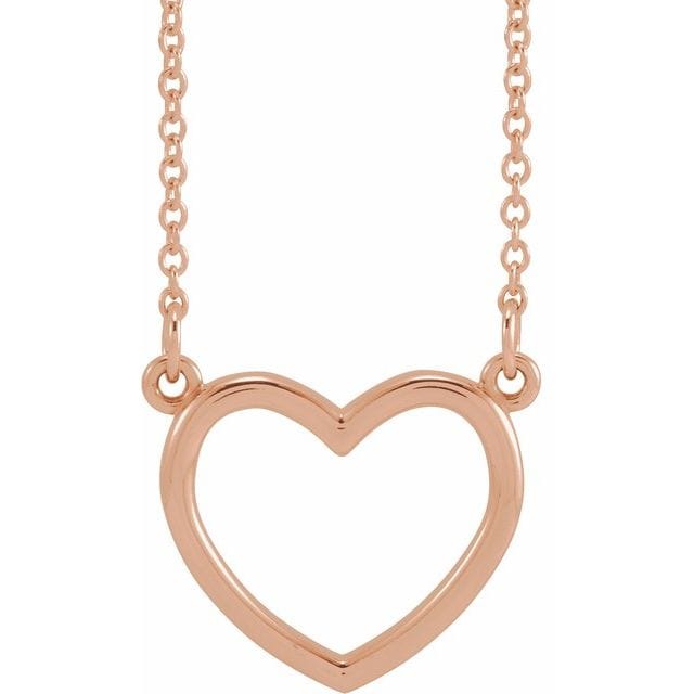 saveongems Jewelry 10.8 x 10mm / 16 Inch / 14K Rose 14K Heart 16" Necklace