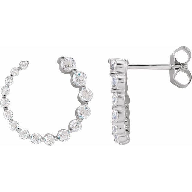 saveongems Jewelry 7/8 ctw (15mm) / SI1-SI2 G-H / 14K White Diamond Front-Back Earrings