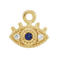 saveongems Jewelry 1.3mm :: 0.01 CTW / I1 G-H / 14K Yellow 14K Natural Blue Sapphire & .01 CTW Natural Diamond Evil Eye Dangle