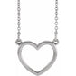 saveongems Jewelry 13.8 x 13mm / 16 Inch / 14K White 14K Heart 16" Necklace