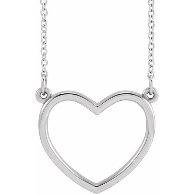 saveongems Jewelry 17 x 15.8mm / 16 Inch / 14K White 14K Heart 16" Necklace