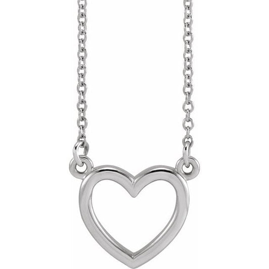 saveongems Jewelry 10.8 x 10mm / 16 Inch / 14K White 14K Heart 16" Necklace