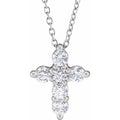saveongems Jewelry 1/2 ctw (2.9mm) / SI G-H / 14K White Diamond Cross Necklace