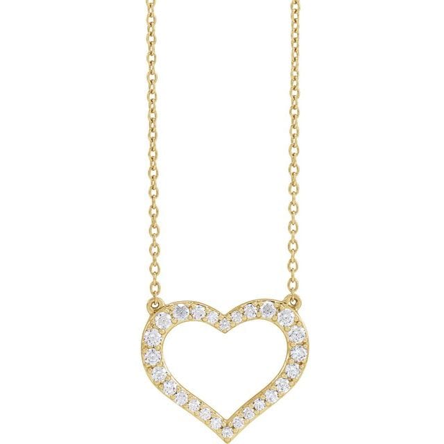 saveongems Jewelry 3/8ctw::15.4x18mm / 16-18" / 14K Yellow Heart Diamond Necklace
