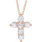 saveongems Jewelry 1 ctw (3.65mm) / SI G-H / 14K Rose Diamond Cross Necklace