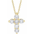 saveongems Jewelry 3/4 ctw (3.2mm) / SI G-H / 14K Yellow Diamond Cross Necklace