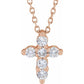 saveongems Jewelry 1/4 ctw (2.2mm) / SI G-H / 14K Rose Diamond Cross Necklace