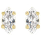 saveongems 14K Natural Diamond Marquise 4-Prong Lightweight Stud Earrings