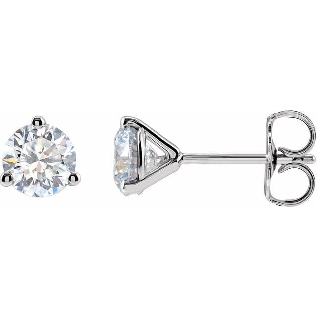 saveongems 1 ctw (5mm) / 14K White / SI1-SI2 G-H 3-Prong Round Diamond Stud Earrings 1/6-2 Carat Total Weight