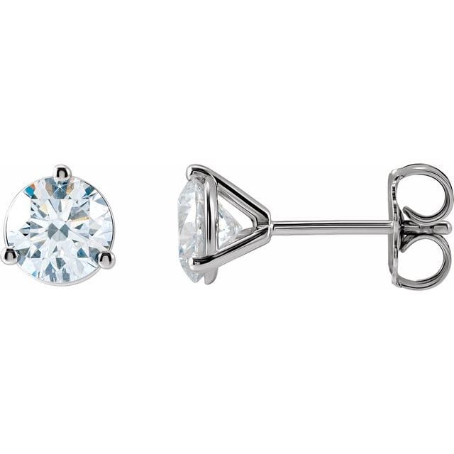 saveongems 1 1/4 ctw (5.5mm) / 14K White / SI1-SI2 G-H 3-Prong Round Diamond Stud Earrings 1/6-2 Carat Total Weight