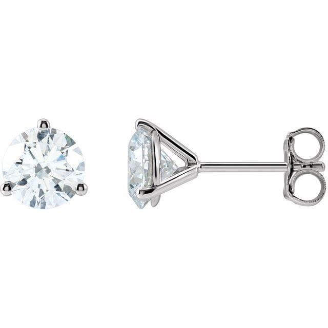 saveongems 1 1/2 ctw (5.75mm) / 14K White / SI1-SI2 G-H 3-Prong Round Diamond Stud Earrings 1/6-2 Carat Total Weight