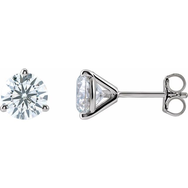 saveongems 2 ctw (6.3mm) / 14K White / SI1-SI2 G-H 3-Prong Round Diamond Stud Earrings 1/6-2 Carat Total Weight