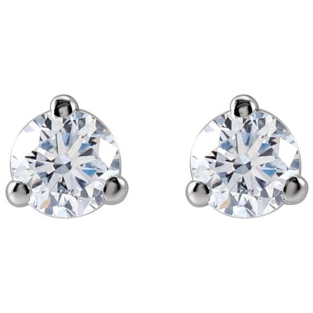 saveongems 3-Prong Round Diamond Stud Earrings 1/6-2 Carat Total Weight