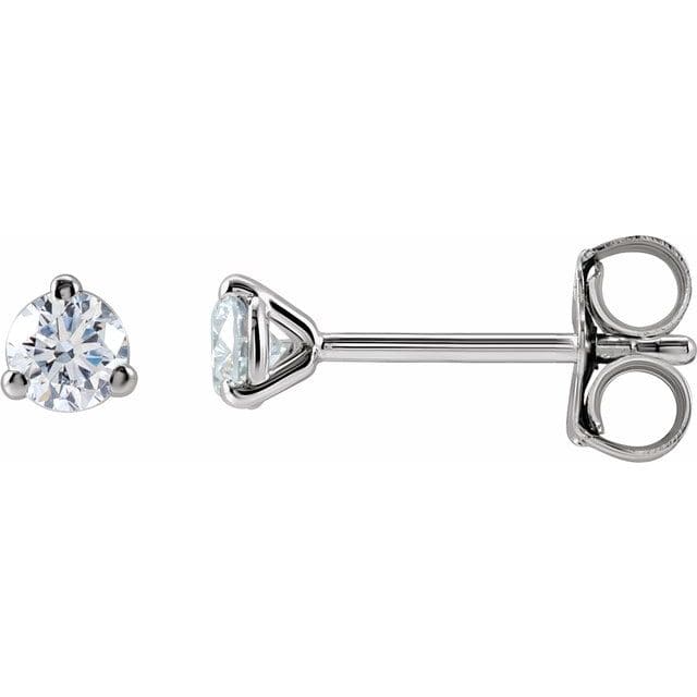 saveongems 1/5ctw (3mm) / 14K White / SI1-SI2 G-H 3-Prong Round Diamond Stud Earrings 1/6-2 Carat Total Weight