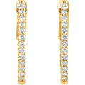 saveongems 14K Natural Diamond Inside-Outside Hinged Hoop Earrings Sizes1/4-6 1/4 CTW