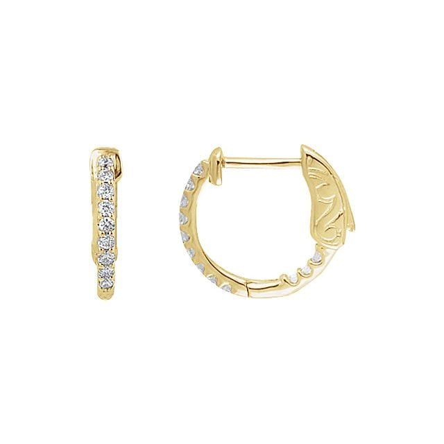 saveongems 14.5mm::1/4CTW / I1 / 14K Yellow Natural Diamond Inside-Outside Hinged Hoop Earrings 14K Natural Diamond Inside-Outside Hinged Hoop Earrings Sizes1/4-6 1/4 CTW