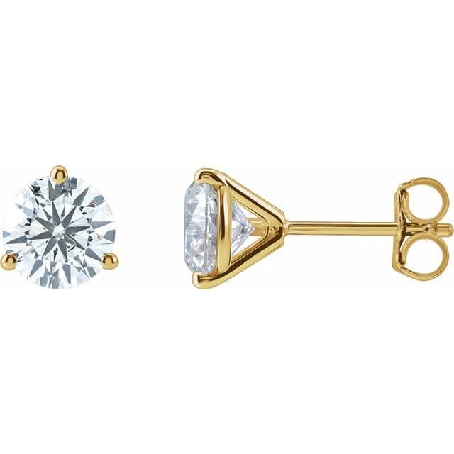 saveongems 1 1/2 ctw (5.75mm) / 14K Yellow / SI1-SI2 G-H 3-Prong Round Diamond Stud Earrings 1/6-2 Carat Total Weight