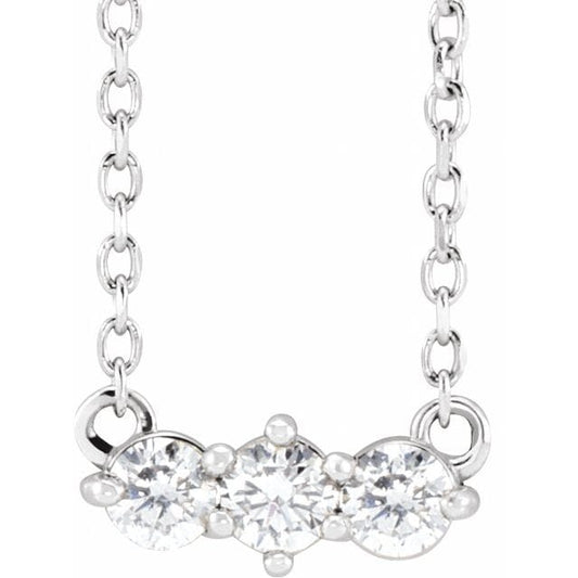 saveongems Jewelry 2.5mm :: 1/5 CTW / I1 G-H / 14K White 14K 1/5 CTW Natural Diamond Three-Stone 18" Necklace
