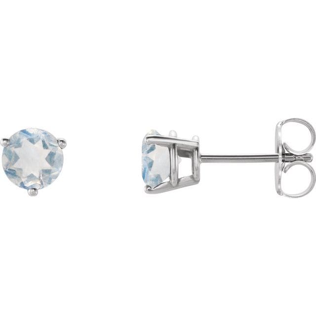 saveongems Jewelry 3mm::0.3624 DWT (0.56 grams) / 14K White 14K Natural Blue Moonstone Friction Post Earrings