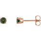saveongems Jewelry 3mm::0.353 DWT (0.55 grams) / 14K Rose 14K 3 mm Natural Green Tourmaline Stud Earrings