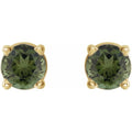 saveongems Jewelry 14K 3 mm Natural Green Tourmaline Stud Earrings