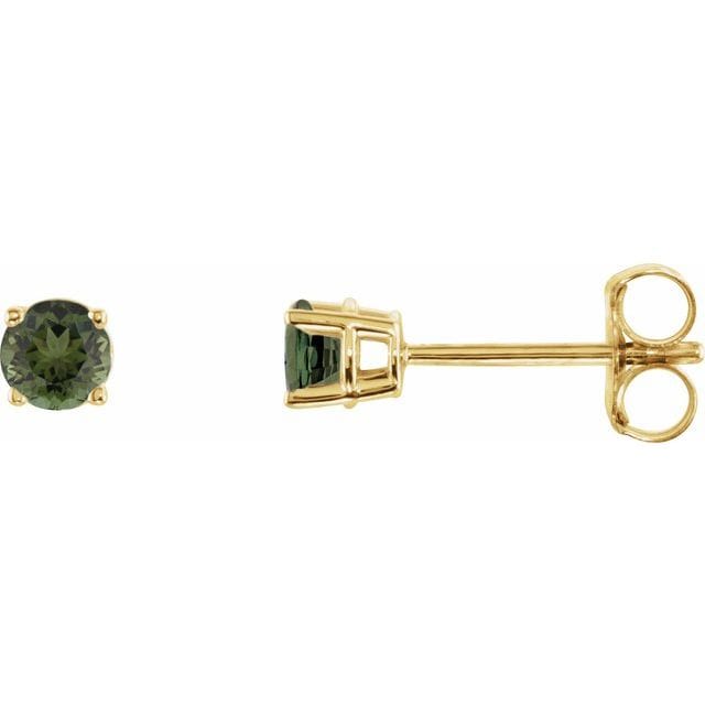 saveongems Jewelry 3mm::0.353 DWT (0.55 grams) / 14K Yellow 14K 3 mm Natural Green Tourmaline Stud Earrings