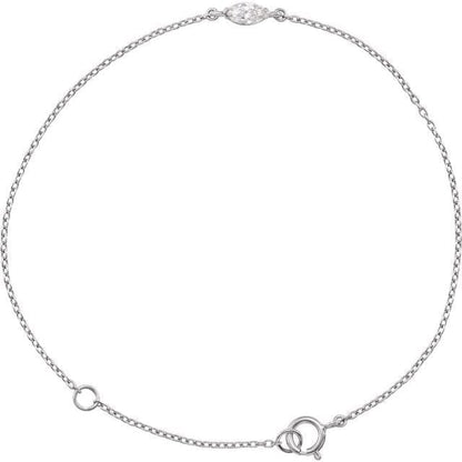 saveongems Jewelry 1/4 ctw (6 x 3 mm) / SI GHI / 14K White Diamond Bracelet 6.5-7.5" 1/4 Carat Total Weight