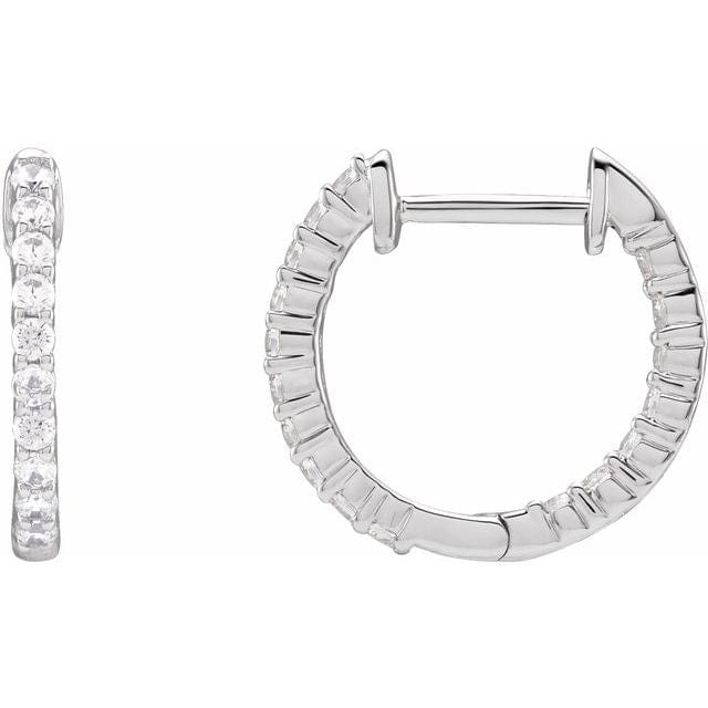 saveongems 14.5 mm / I1 / 14K White Natural Diamond Inside-Outside Hinged Hoop Earrings 14K Natural Diamond Inside-Outside Hinged Hoop Earrings