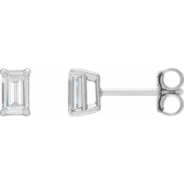 saveongems 5 x 3mm :: 3/4 CTW / SI GHI / 14K White 14K Emerald 4-Prong Lab-Grown Diamond Stud Earrings