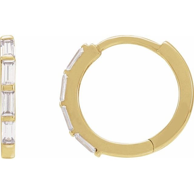 saveongems Jewelry 1/3 ctw (13.34mm) / VS G-H / 14K Yellow Straight Baguette Diamond Hoop Earrings