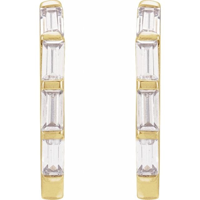 saveongems Jewelry Straight Baguette Diamond Hoop Earrings