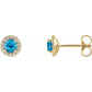saveongems Jewelry 4mm:: 1/10 CTW / I1 G-H / 14K Yellow 14K 4 mm Natural Swiss Blue Topaz & 1/10 CTW Natural Diamond Earrings
