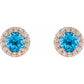 saveongems Jewelry 14K 4 mm Natural Swiss Blue Topaz & 1/10 CTW Natural Diamond Earrings