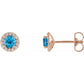 saveongems Jewelry 4mm:: 1/10 CTW / I1 G-H / 14K Rose 14K 4 mm Natural Swiss Blue Topaz & 1/10 CTW Natural Diamond Earrings