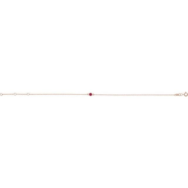 saveongems Jewelry 14K Natural Ruby Bezel-Set Solitaire 6 1/2-7 1/2" Bracelet