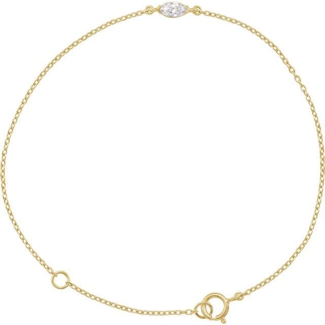 saveongems Jewelry 1/4 ctw (6 x 3 mm) / SI GHI / 14K Yellow Diamond Bracelet 6.5-7.5" 1/4 Carat Total Weight