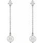 saveongems 14K White Cultured Freshwater Pearl & 1/2 CT Lab-Grown Diamond Earrings