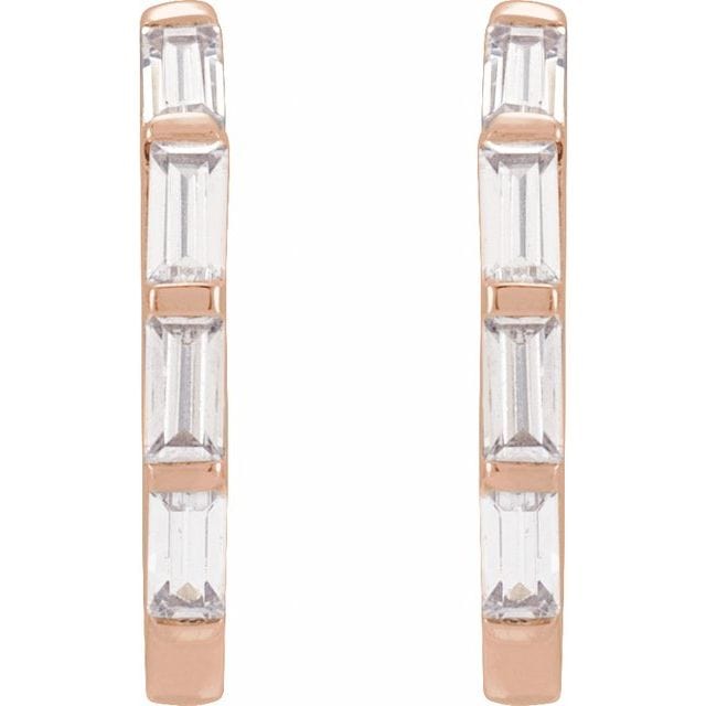 saveongems Jewelry Straight Baguette Diamond Hoop Earrings