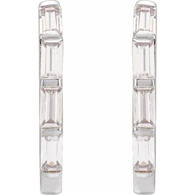 saveongems Jewelry Straight Baguette Diamond Hoop Earrings