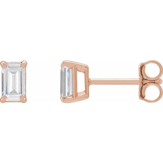 saveongems 5 x 3mm :: 3/4 CTW / SI GHI / 14K Rose 14K Emerald 4-Prong Lab-Grown Diamond Stud Earrings