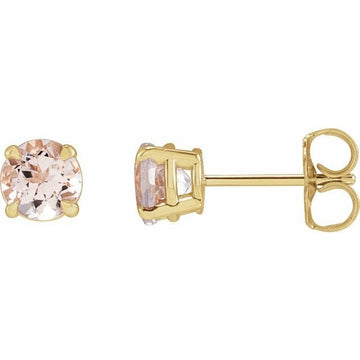 saveongems Jewelry 5mm:: 0.5736 DWT (0.89 grams) / 14K Yellow 14K Pink Morganite Earrings