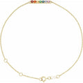 saveongems Jewelry 2mm / 6 1/2- 7 1/2 Inch / 14K Yellow Multi-Gemstone Bar Bracelet