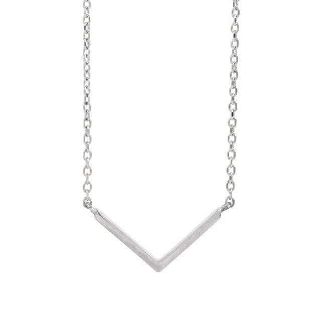 saveongems Jewelry 18 x 8.26mm / 16 Inch / 14K White V Necklace
