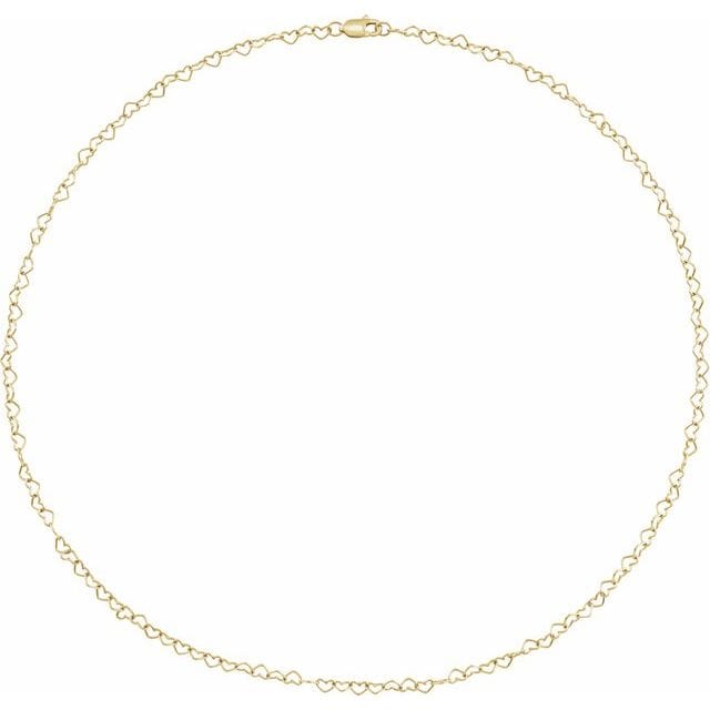 saveongems Jewelry Heart Cable Chain Yellow