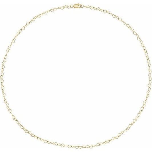 saveongems Jewelry Heart Cable Chain Yellow