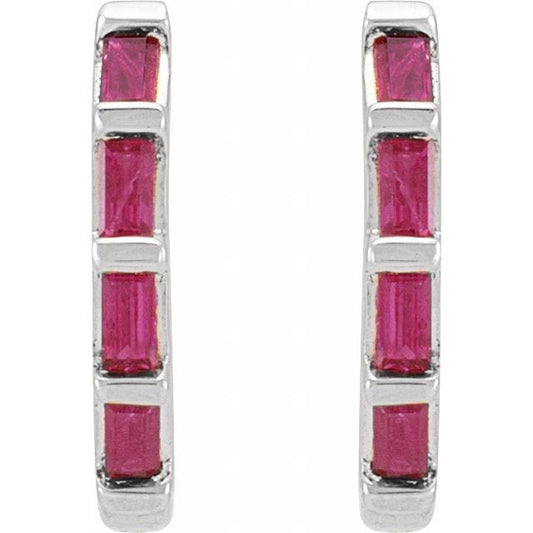 saveongems Jewelry 14K Natural Ruby Huggie Earrings