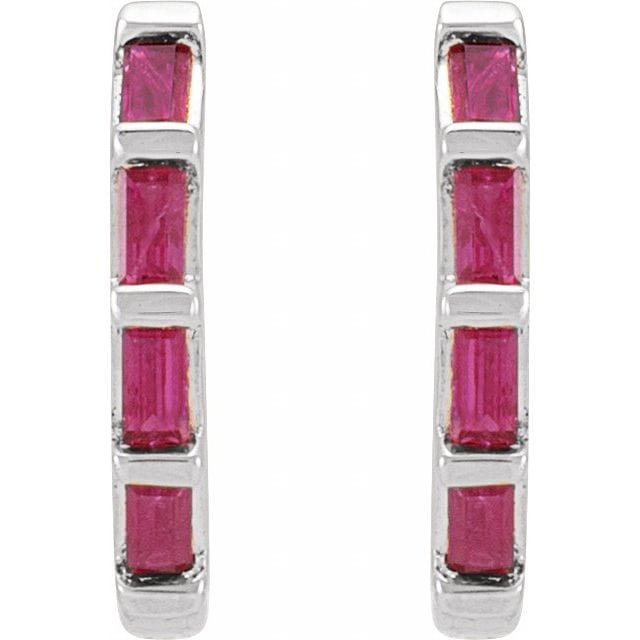 saveongems Jewelry 14K Natural Ruby Huggie Earrings