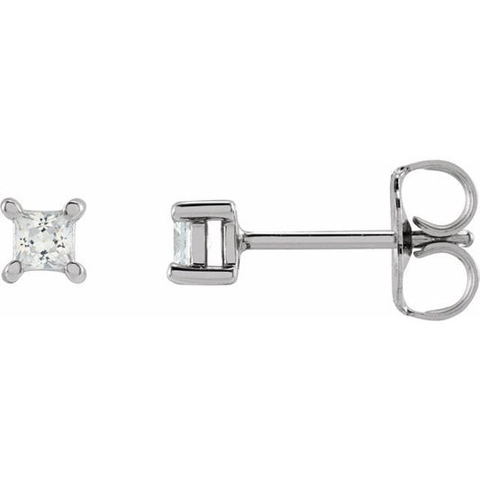 saveongems 2mm / SI / 14K White Lab-Grown Square Diamond 4-Prong Earrings 14K Lab-Grown Square Diamond 4-Prong Earrings