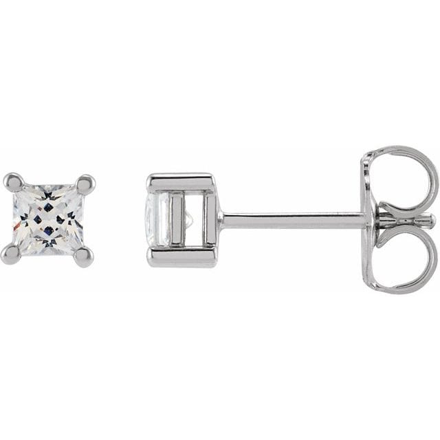 saveongems 2.75mm / SI / 14K White Lab-Grown Square Diamond 4-Prong Earrings 14K Lab-Grown Square Diamond 4-Prong Earrings